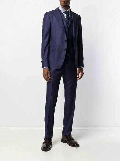 Shop Etro Three-piece Suit - Blue