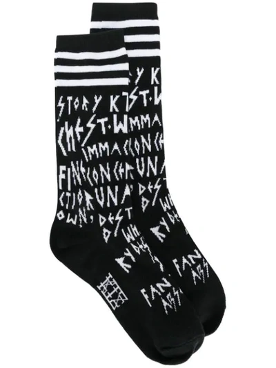 Shop Ktz Multi-letter Embroidered Socks In Black