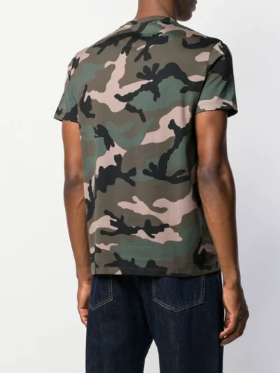 Shop Valentino Vlogo Camouflage T-shirt In Green