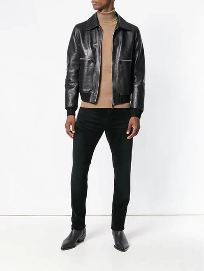 Shop Saint Laurent Slim Fit Corduroy Trousers In 1000 Black
