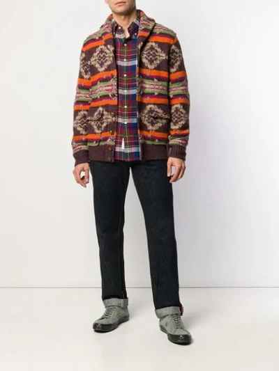 Shop Polo Ralph Lauren Printed Cardigan In Brown