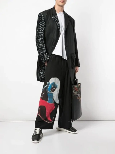 Shop Yohji Yamamoto Asakura Wide Leg Trousers In Black