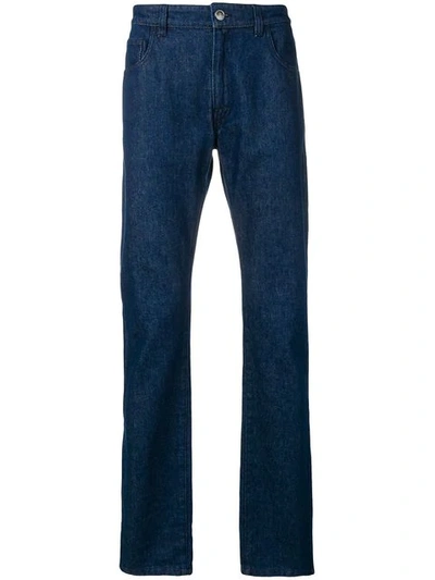 Shop Raf Simons Straight Jeans With Chain In Blue