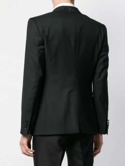Shop Dolce & Gabbana Embroidered Logo Blazer In Black