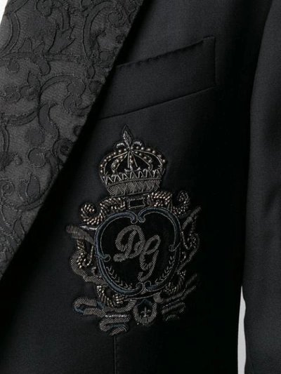 Shop Dolce & Gabbana Embroidered Logo Blazer In Black