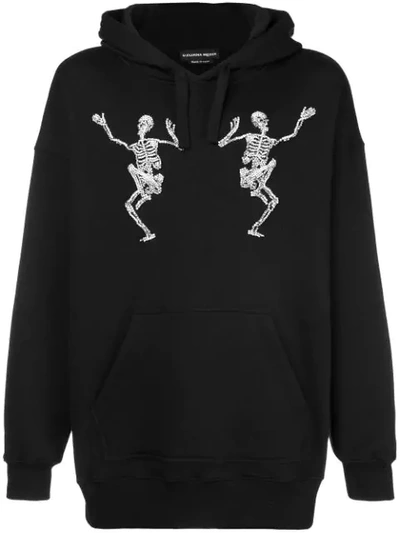 Shop Alexander Mcqueen Dancing Skeleton Embellished Hoodie In Black