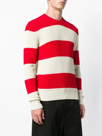 Shop Ami Alexandre Mattiussi Striped Crew Neck Sweater In Red