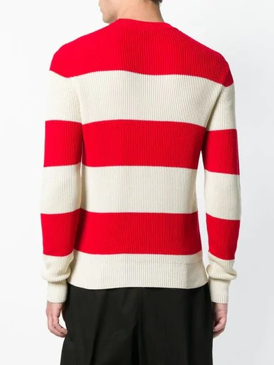 Shop Ami Alexandre Mattiussi Striped Crew Neck Sweater In Red