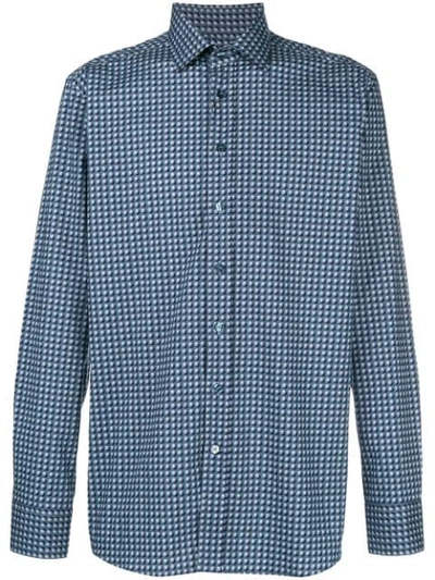 Shop Etro Micro-geometric Print Shirt In Blue