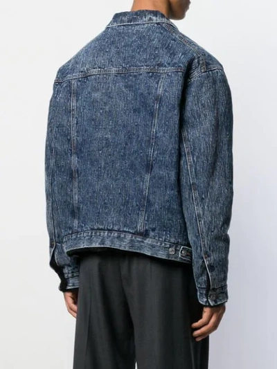 Shop Balenciaga Fake Shearling Denim Jacket In Blue