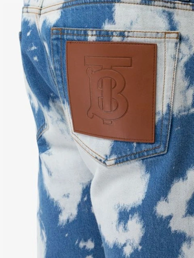 Shop Burberry Straight Fit Monogram Motif Bleached Denim Jeans In Blue