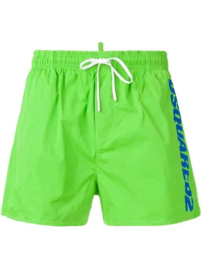 Shop Dsquared2 Side Logo Swim Shorts In Green