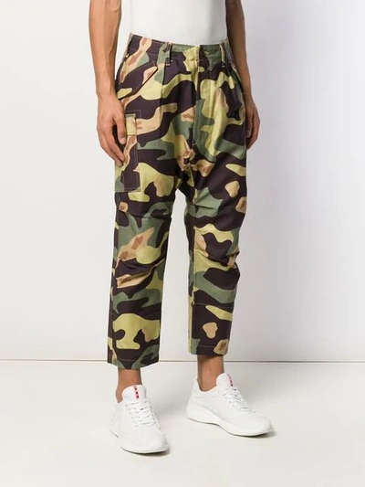 Shop Junya Watanabe Cropped Utility Trousers In Green