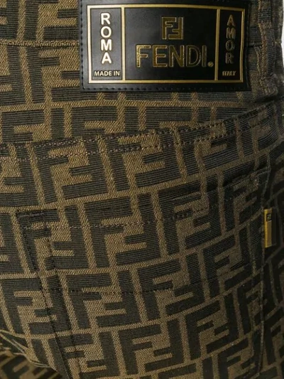 Shop Fendi Jacquard Ff Logo Trousers In F1440-fango/tabacco