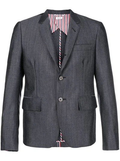 Shop Thom Browne Rwb Selvedge High-armhole Sport Coat In Grey