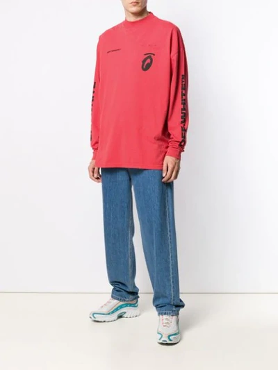 Shop Off-white Graphic Print Long-sleeved T-shirt In Red