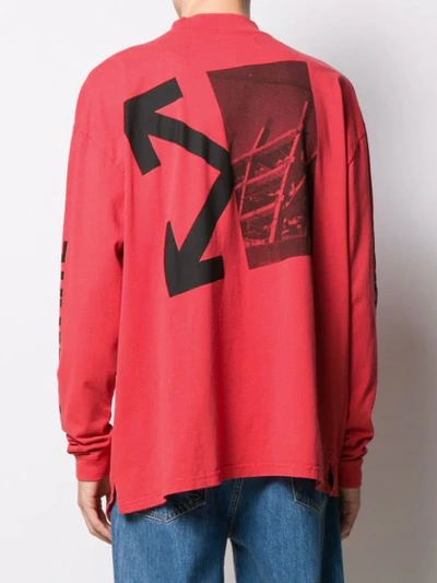 Shop Off-white Graphic Print Long-sleeved T-shirt In Red
