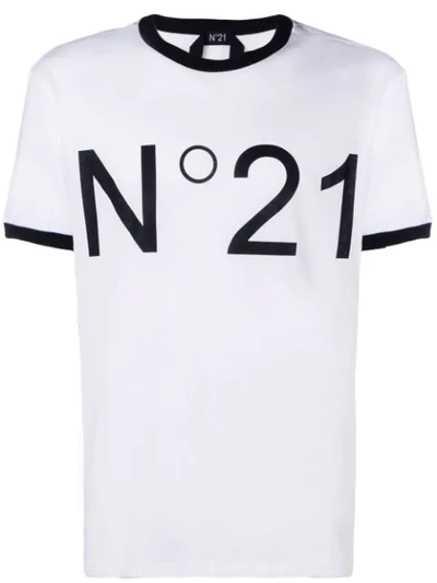 Shop N°21 Logo Print T In White