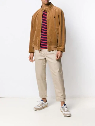 Shop Polo Ralph Lauren Band Collar Corded Jacket In Brown