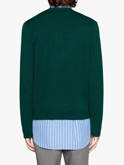 Shop Gucci Wool Sweater With Anchor Crest In Green