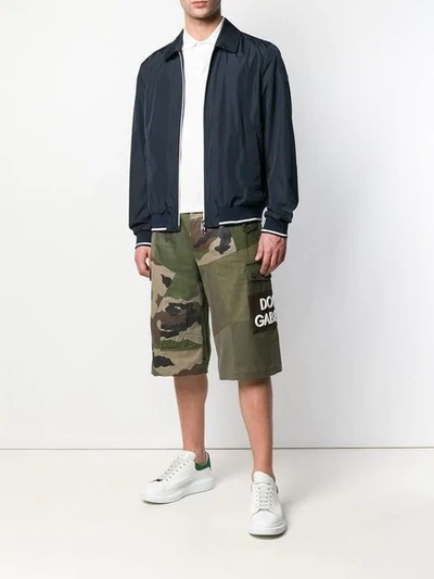 Shop Dolce & Gabbana Camouflage Panelled Cargo Shorts In Green