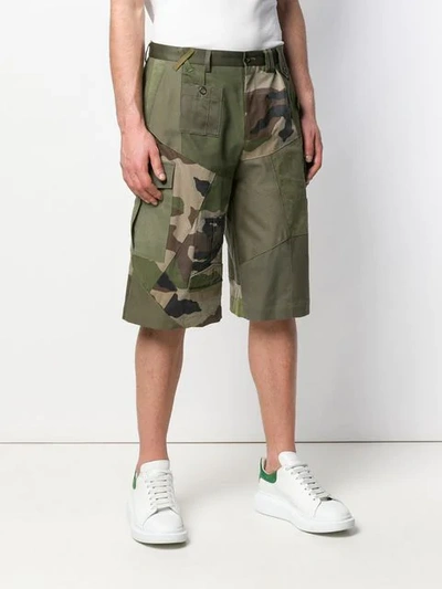 Shop Dolce & Gabbana Camouflage Panelled Cargo Shorts In Green