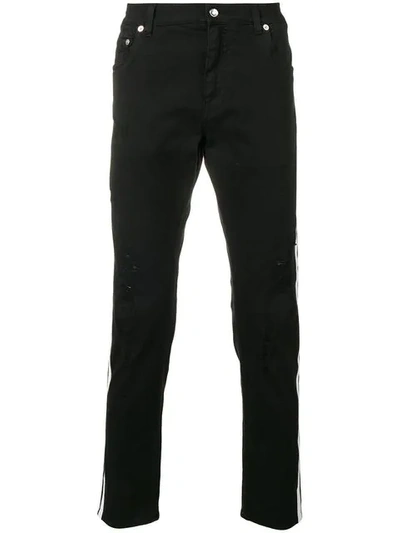 Shop Dolce & Gabbana Contrasting Side Stripes Jeans In Black