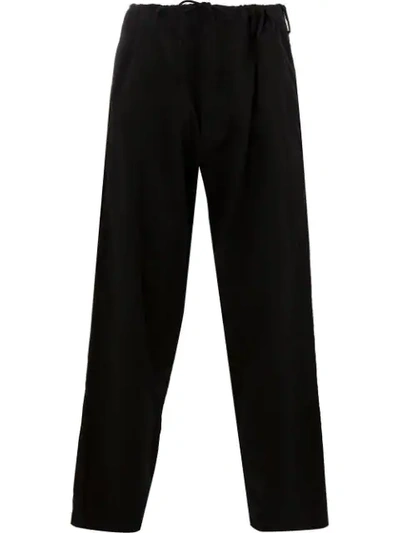 Shop Yohji Yamamoto Drawstring Waist Trousers In Black