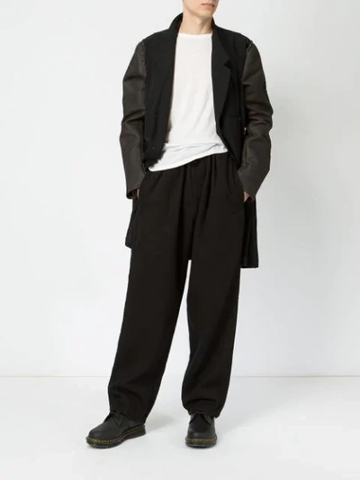 Shop Yohji Yamamoto Drawstring Waist Trousers In Black