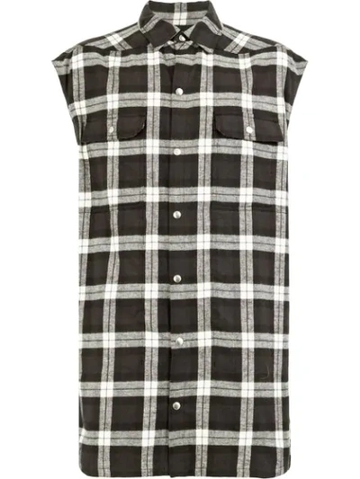 Shop Rick Owens Check Sleeveless Shirt In Black