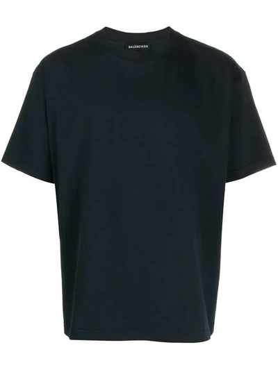Shop Balenciaga Rear Logo Print Oversize T-shirt In Blue