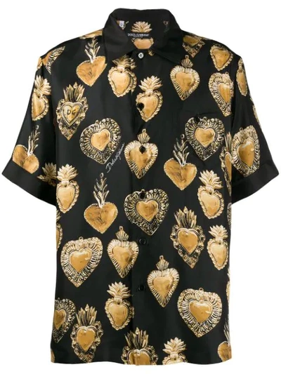 Shop Dolce & Gabbana Hemd Mit Herz-print In Hngg7 Cuore Sacro Nero