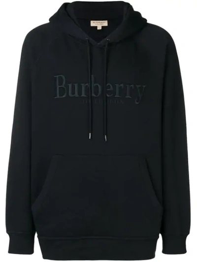 Burberry Embroidered Logo Jersey Hoodie In A1189 Black | ModeSens