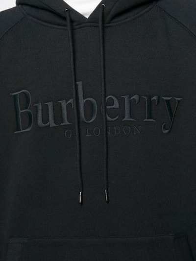 Shop Burberry Logo Embroidered Hoodie In A1189 Black