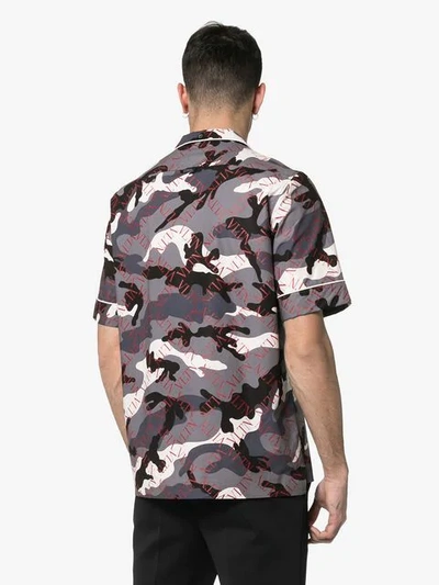 Shop Valentino Camouflage Shirt In Grey