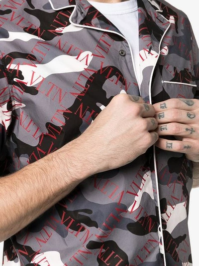 Shop Valentino Camouflage Shirt In Grey