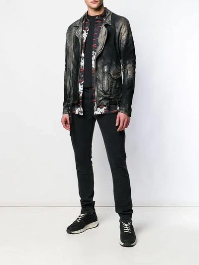 Shop Giorgio Brato Distressed Biker Jacket In Black