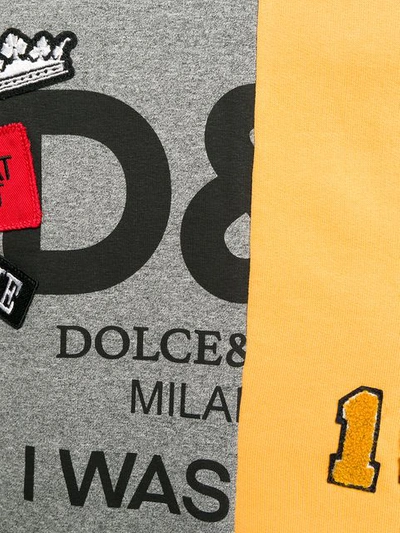 Shop Dolce & Gabbana Patch Jersey Sweater In Grey