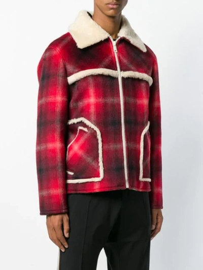 Shop N°21 Nº21 Checked Shearling Jacket - Red