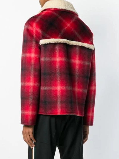 Shop N°21 Nº21 Checked Shearling Jacket - Red