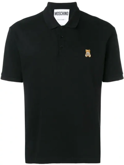 MOSCHINO TEDDY PATCH POLO SHIRT - 黑色