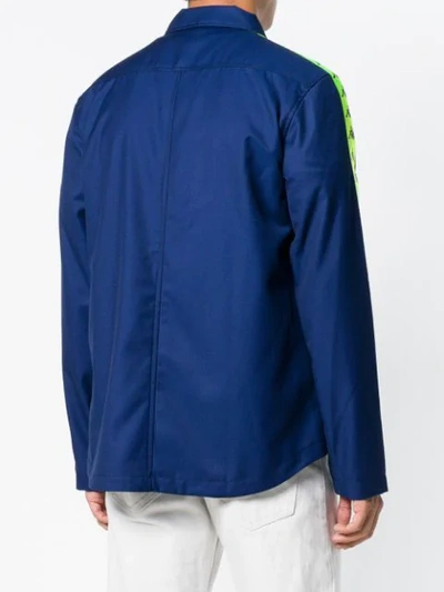 Shop Kappa Danilo Paura X  Logo Stripe Zipped Sweatshirt In Blue