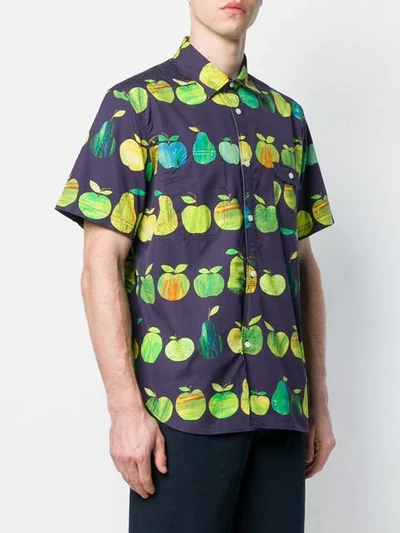 Shop Junya Watanabe Man Fruit Print Shirt - Blue