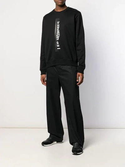 Shop Les Hommes Printed Logo Sweatshirt In Black