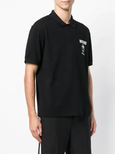 Shop Moschino Logo Printed Polo Shirt In Black
