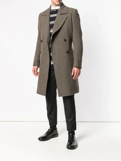 Shop Ann Demeulemeester Double Breasted Coat - Grey