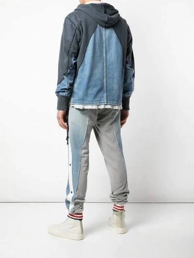 Shop Greg Lauren Front Zipped Jumper In Blue