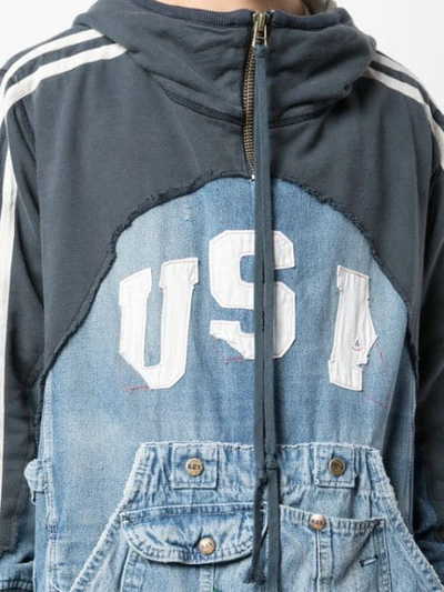 Shop Greg Lauren Front Zipped Jumper In Blue