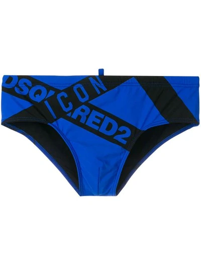 DSQUARED2 LOGO三角泳裤 - 蓝色