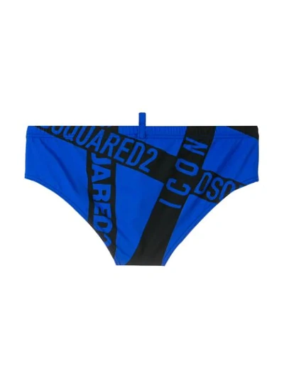 Shop Dsquared2 Logo Swimming Briefs In Blue